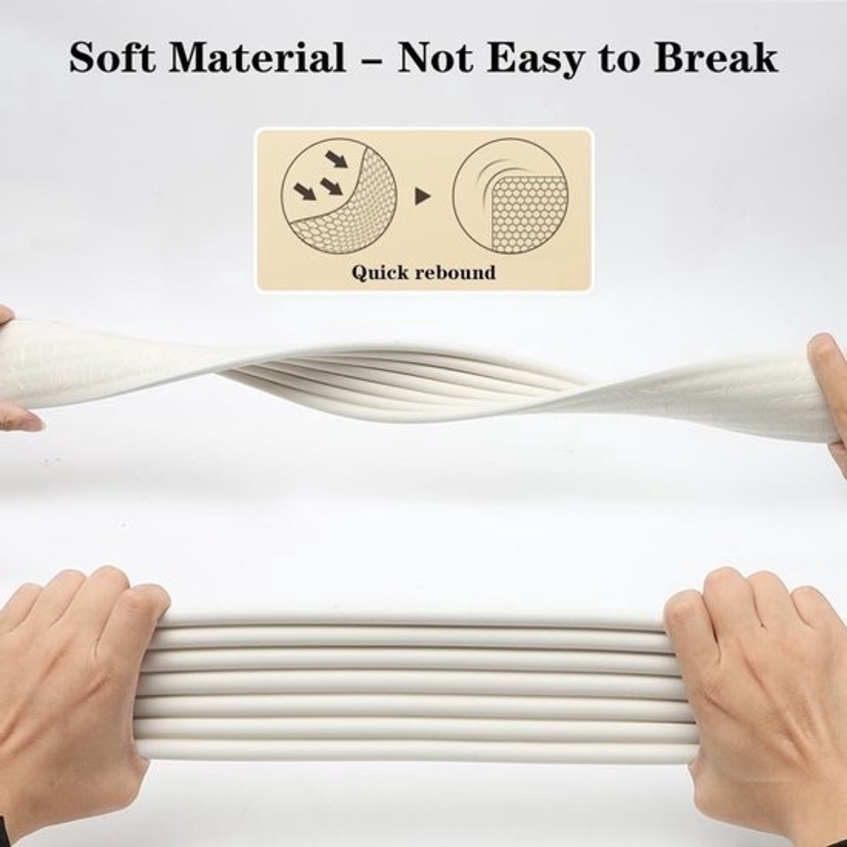 Plus - Zelfklevende randbescherming voor baby's - Schuimrubber - Kleefhoekbescherming - Wit - Bed- en tafelrandbescherming - 5 m lang - 8 cm breed