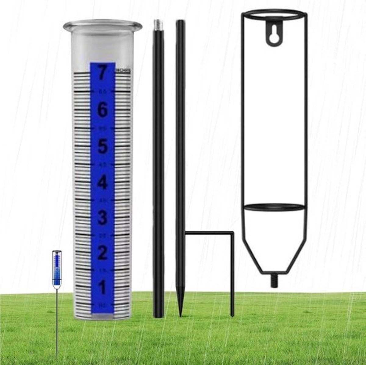 Regenmeter Tuin - Neerslagmeter Buiten - Weer Monitoren - Verstelbare Plaatsing - 27 cm Hoog - Transparant