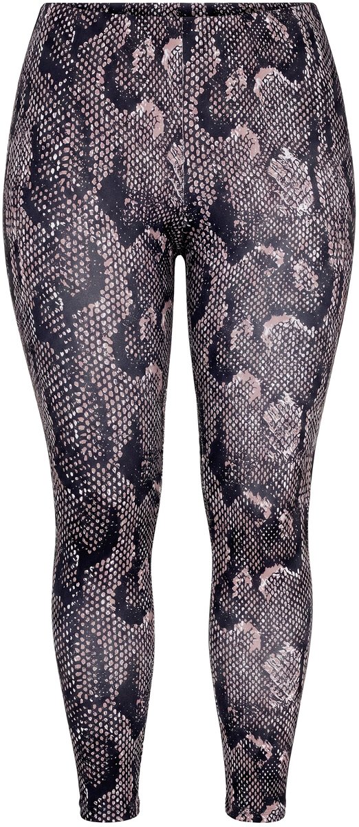 MIAMODA - Dames - Legging slim fit slangenprint elastische tailleband - Hazelnootbruin - Maat 58