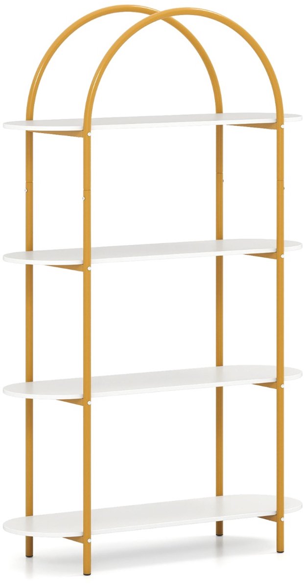 SureDeal® - Opbergrek - Gebogen Plank Industriële - Niveaus - Stevig Metalen Wit - 95x34x156 cm - Wit