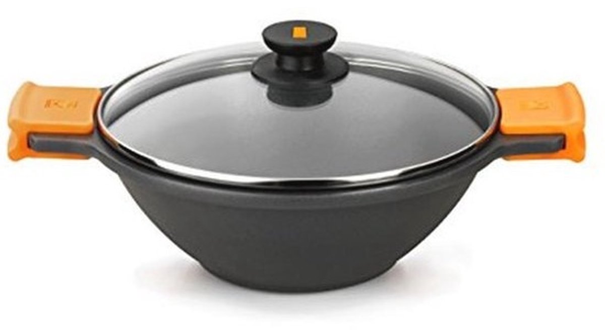 Efficiënte Wok met Glazen Deksel en Antiaanbaklaag