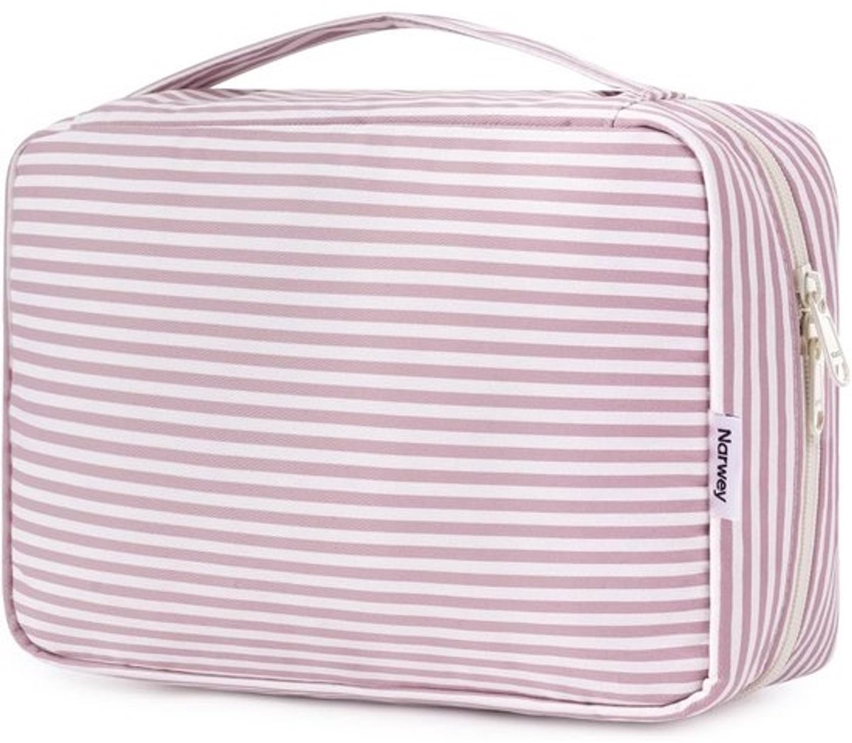 Waterdichte Reis Toilettas voor Make-up en Cosmetica - Organizer voor Vrouwen en Kinderen - Roze Strepen