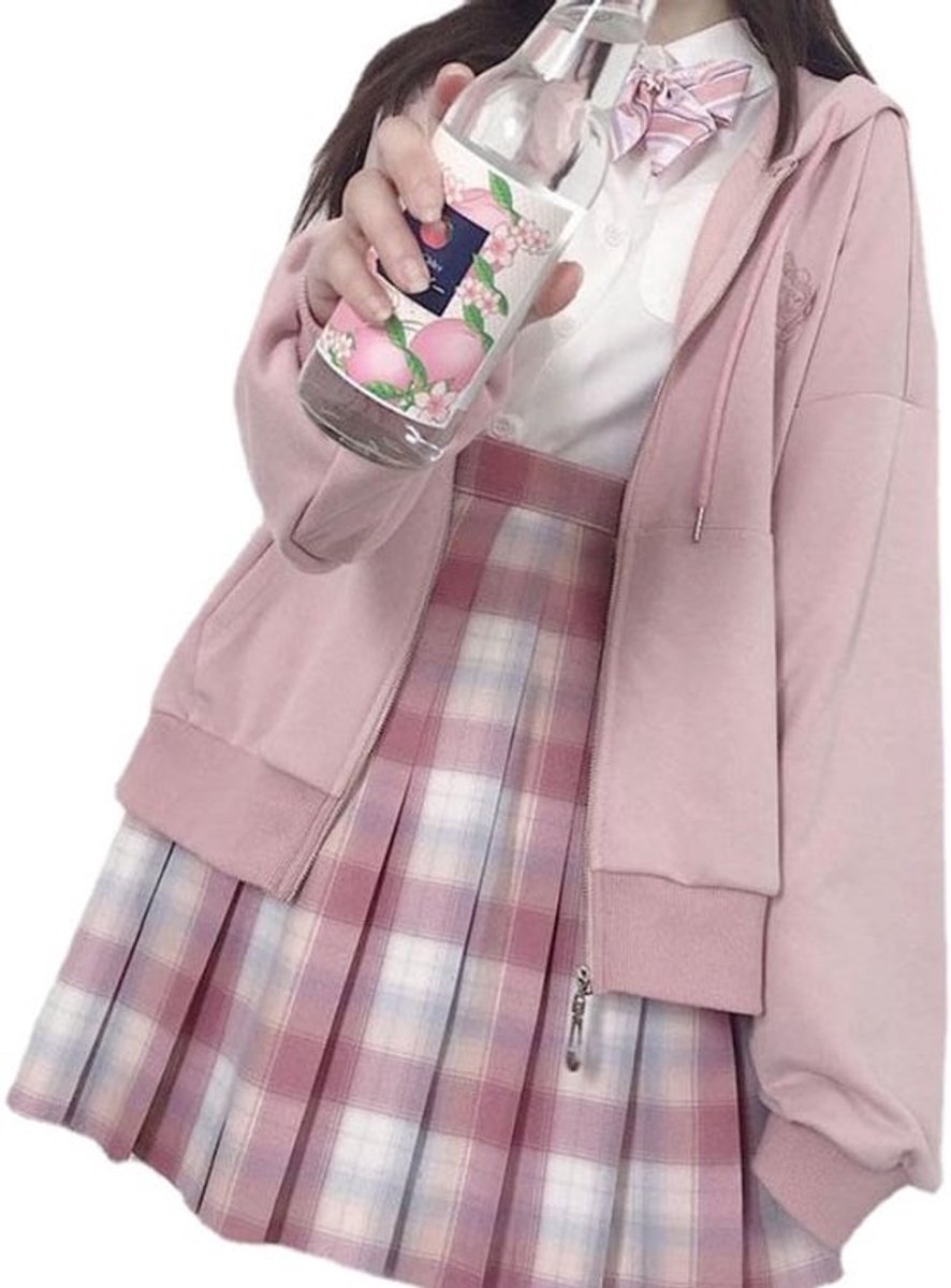 Oversized Zip-Up Hoodie Dames Esthetische Kawaii Grafische Trui