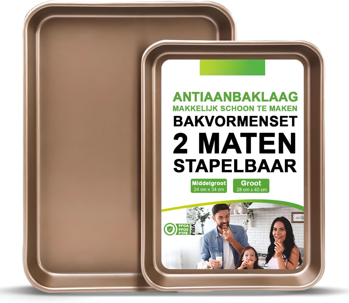 KIRA® Ovenplaat - Overbakplaat - Ovenrooster - 2-delige Anti-aanbakplaat - Champagnegoud - 40cm x 28cm x 3cm