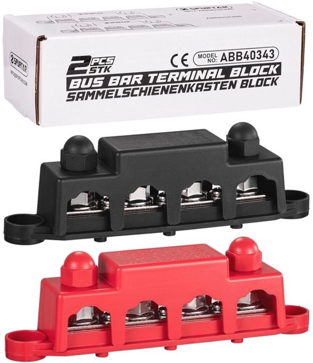 Stroomverdeler Busbar 12-48V 250A met 4x M10 Bouten en 3x M4 Schroeven voor Auto, Vrachtwagen, Camper, ATV, Boot en Aanhanger