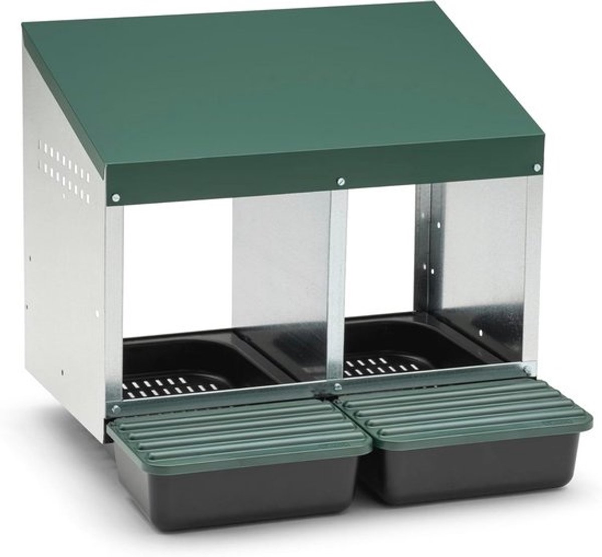 Legnest voor kippen met 2 compartimenten, robuuste wandmontage met opvangbak en ventilatie