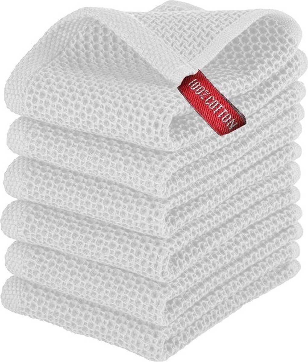 Premium 6-Pack Wafel Keukenhanddoeken van 100% Turks Katoen - Sneldrogend en Super Absorberend