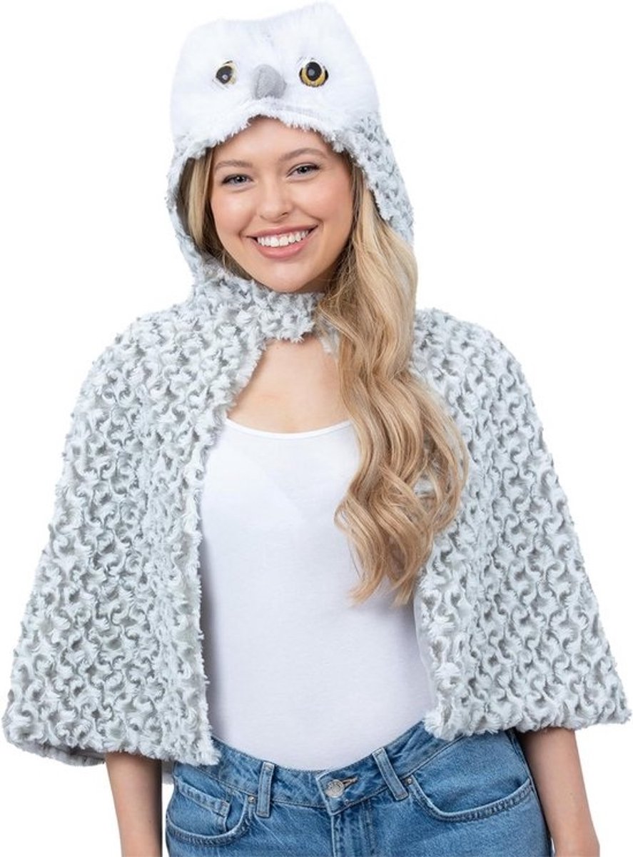 Luxe Pluche Uilenpak - Unisex Kostuum in Grijs en Wit