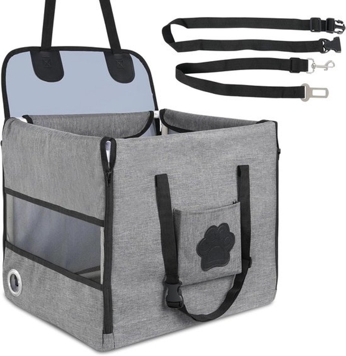 Hondenautostoel - Autostoel hond - Veilig Reizen - Versterkte Constructie - 44 x 40 x 40 cm - Zwart