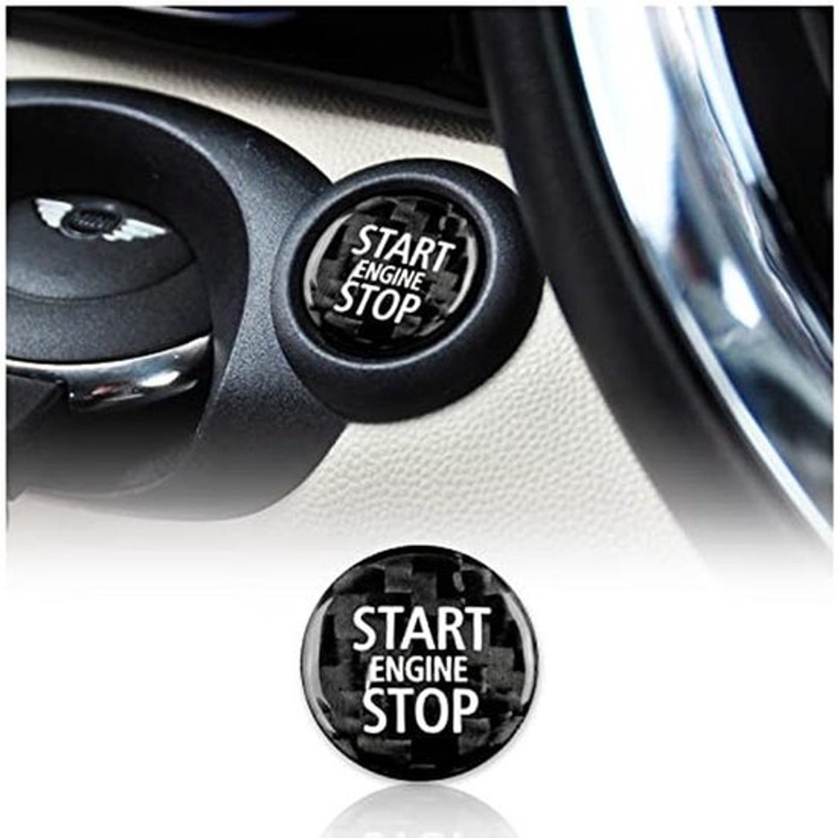 Carbon Fiber Start-Stop Knop Bedekking voor Mini Cooper - Luxe Auto Accessoire