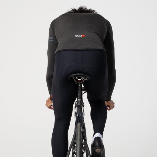 AGU Essential - Fietsshirt met lange mouwen - Thermoshirt - Wielershirt Heren - Zwart - Isolatie - Reflecterend - Fleece kraag - 3 zakken - XL — afbeelding 5