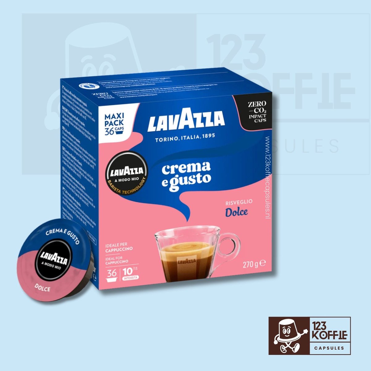 Lavazza 8317, Koffiecapsule, 270 g, A Modo Mio, 10/13, 36 stuk(s), Doos