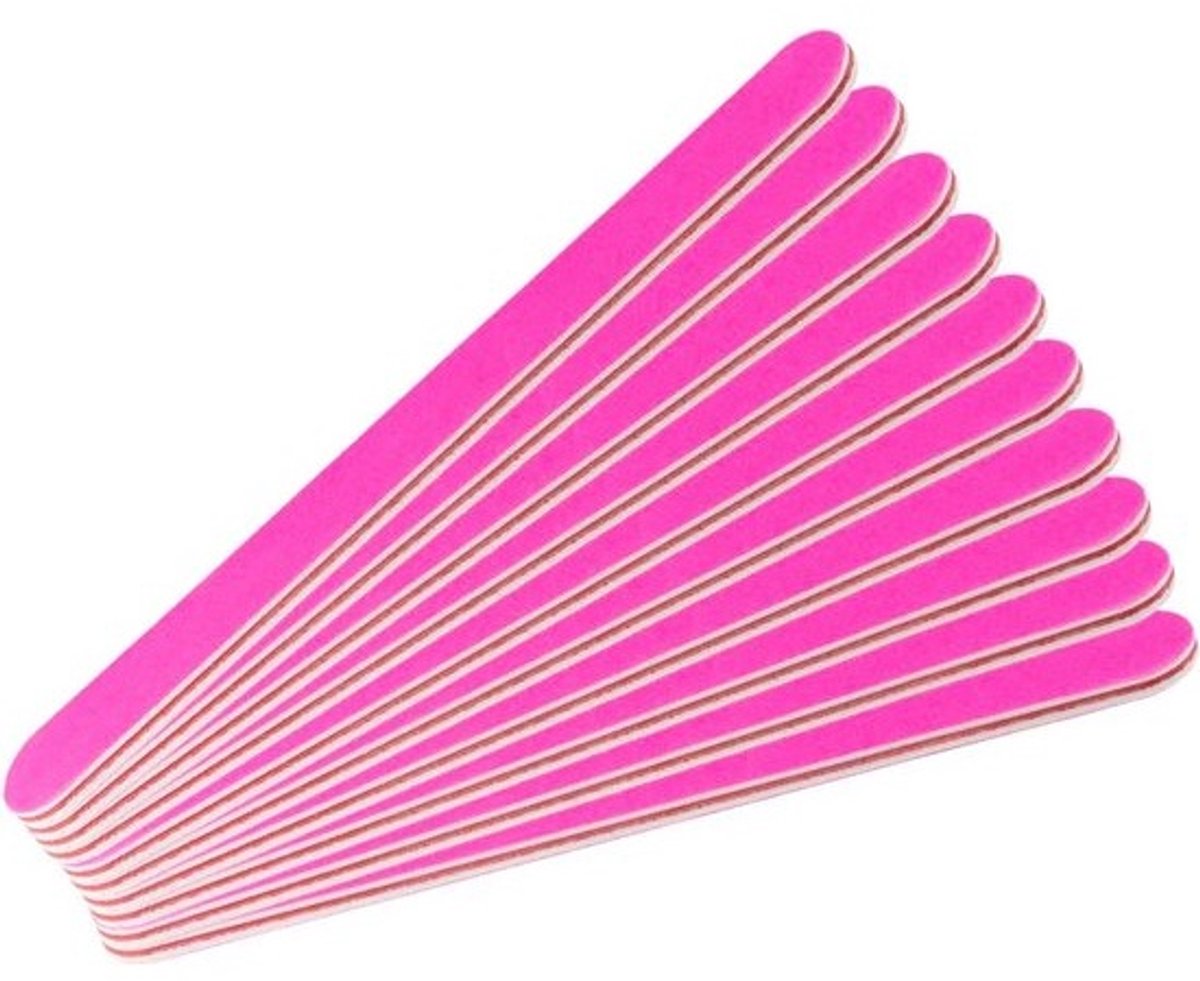 Nagelvijlen Set - Polijstvijlen Buffer - Nail Modelling - Dubbelzijdige Fijne Korrel - 10 Stuks - Roze