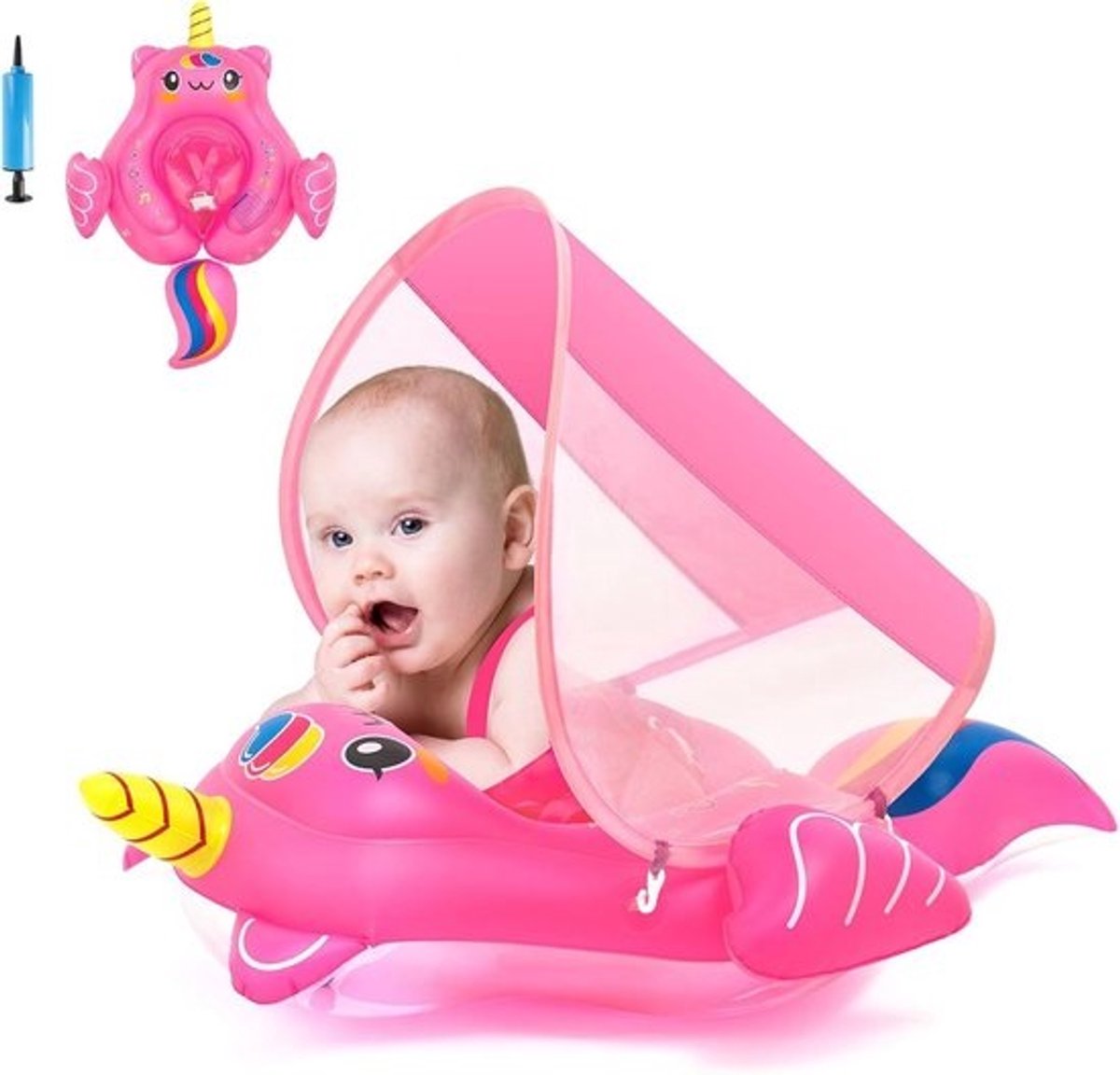 Opblaasbare Baby Zwemvlotter met Zonnedak voor Peuters 6-36 maanden - Veilig en Comfortabel