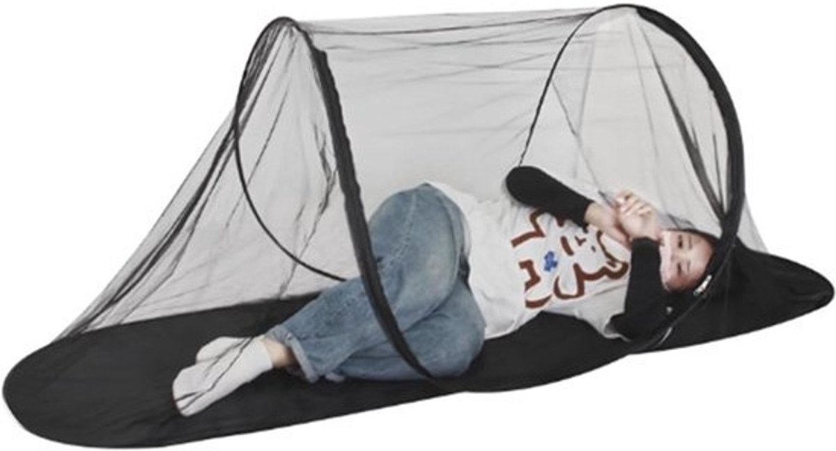 Fast Folding Mosquito Net - Draagbare Camping Tent en Pop Up Bed voor Thuis en Buiten (Zwart)