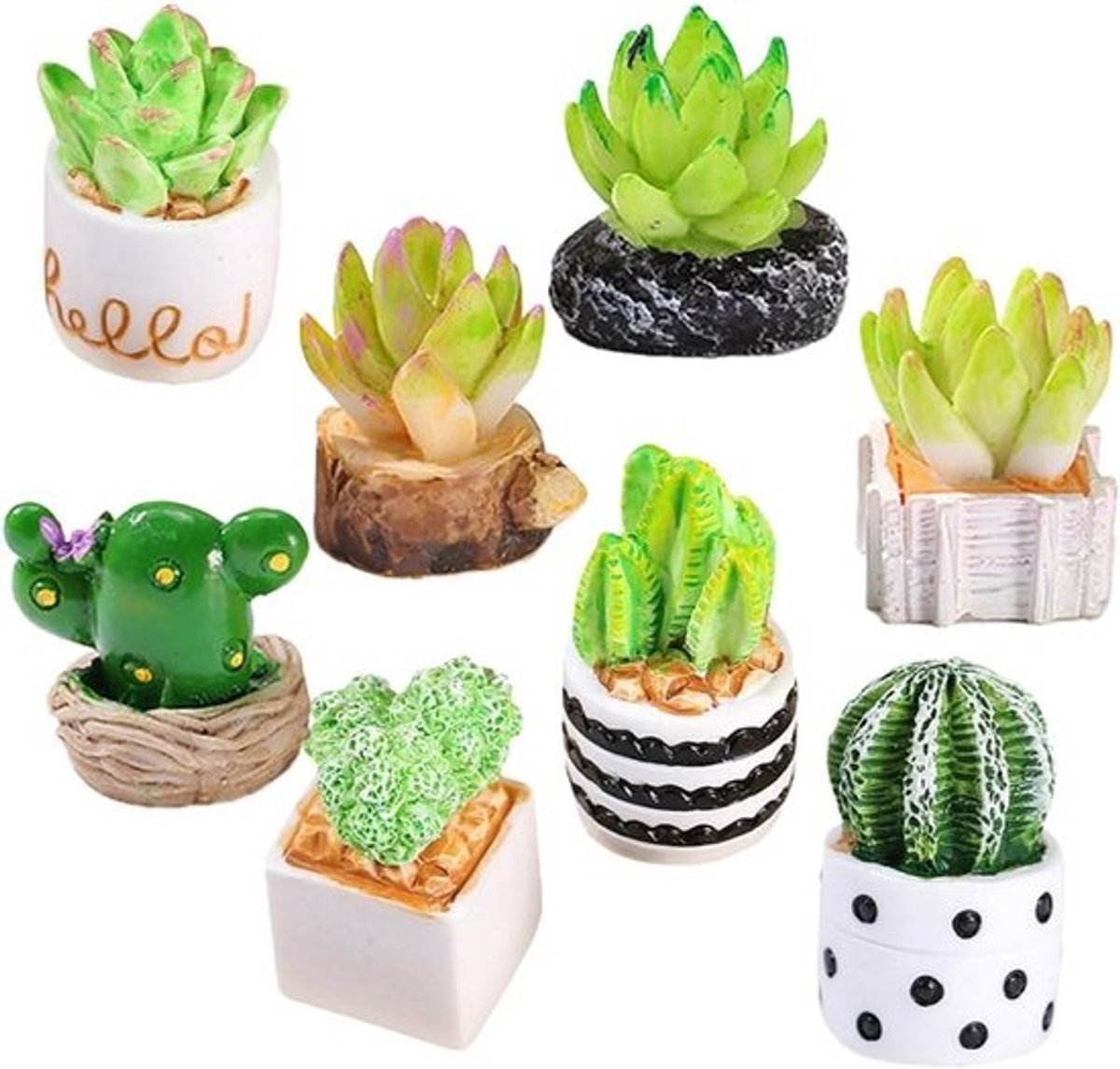 8x Miniatuur Planten voor Poppenhuis - Realistische Kleine Bonsai en Kunstmatige Succulenten Decoratie