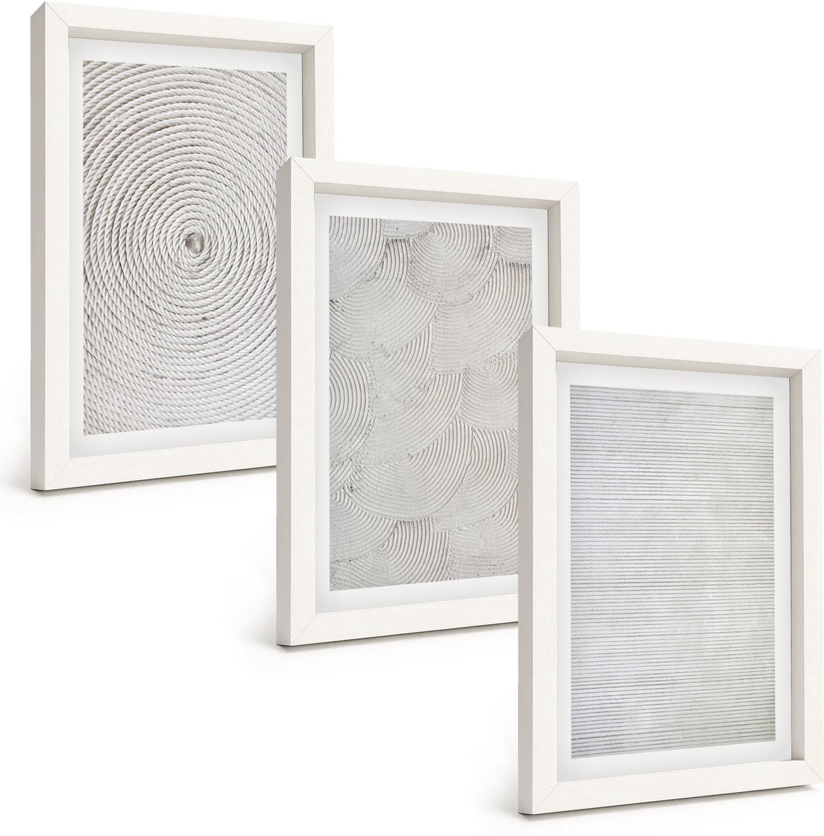 Wallfluent 3-Delige Schilderij Set - Geometrische Kartonnen Moderne Patronen - 20 x 30 - Wanddecoratie - Muurdecoratie - Woonkamer - Stijlvolle Muurdecoratie