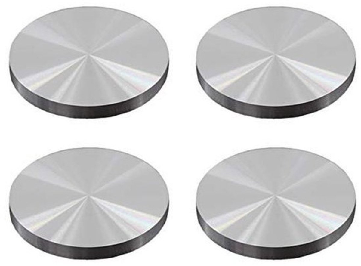 Adapter voor tafels - 40 mm diameter en 8 mm dik (set van 4) - Zilverkleurig aluminium