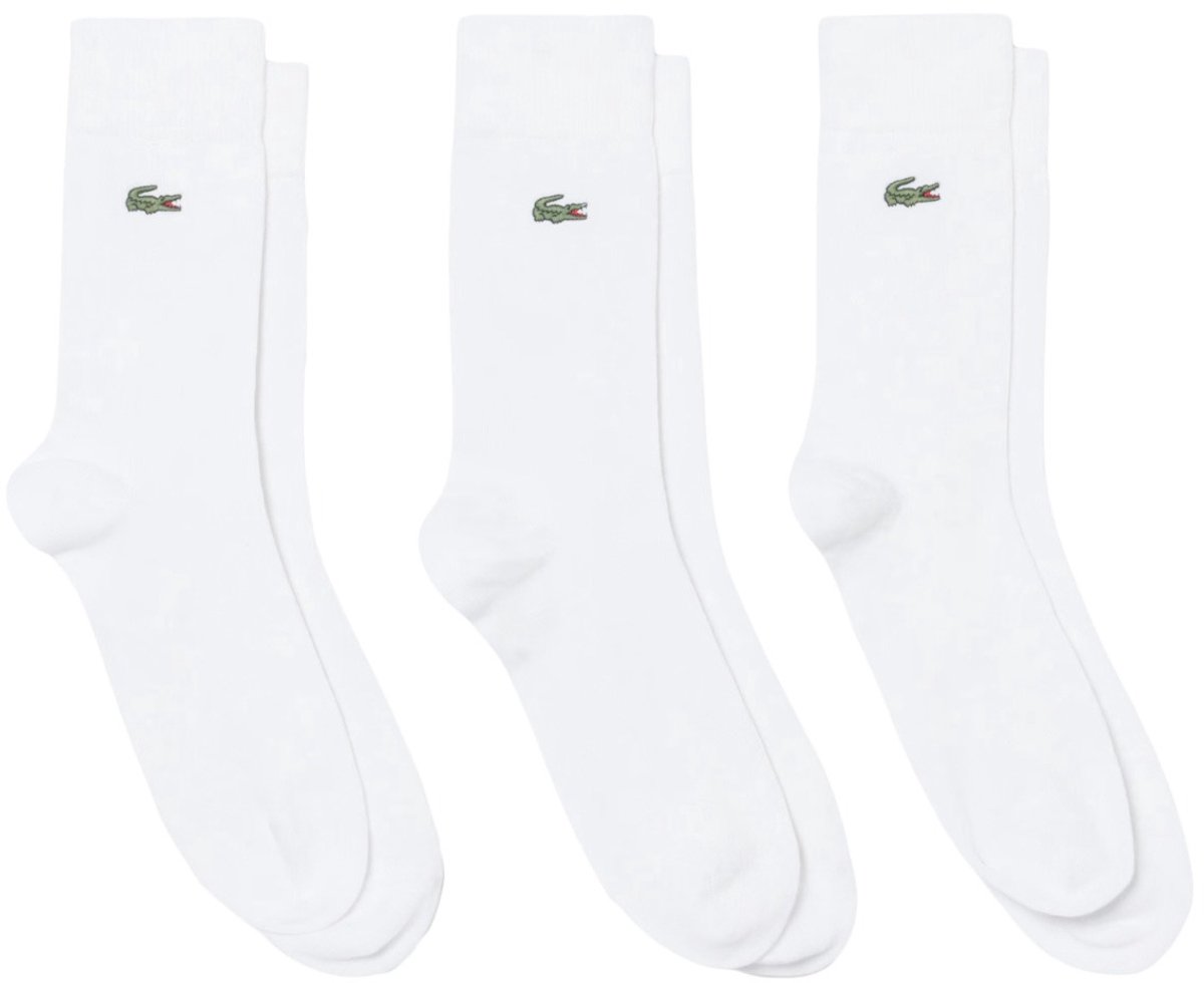 Lacoste unisex 3P sokken crocodile logo Wit