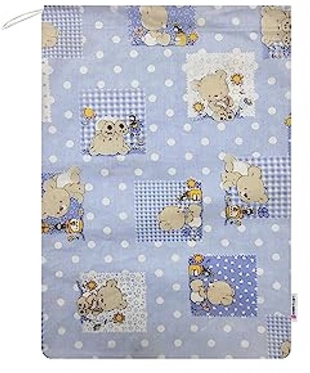 Katoenen Luiertas voor Kleuterschool in Blauwe Bijenbeer Motief - 34 x 44 cm