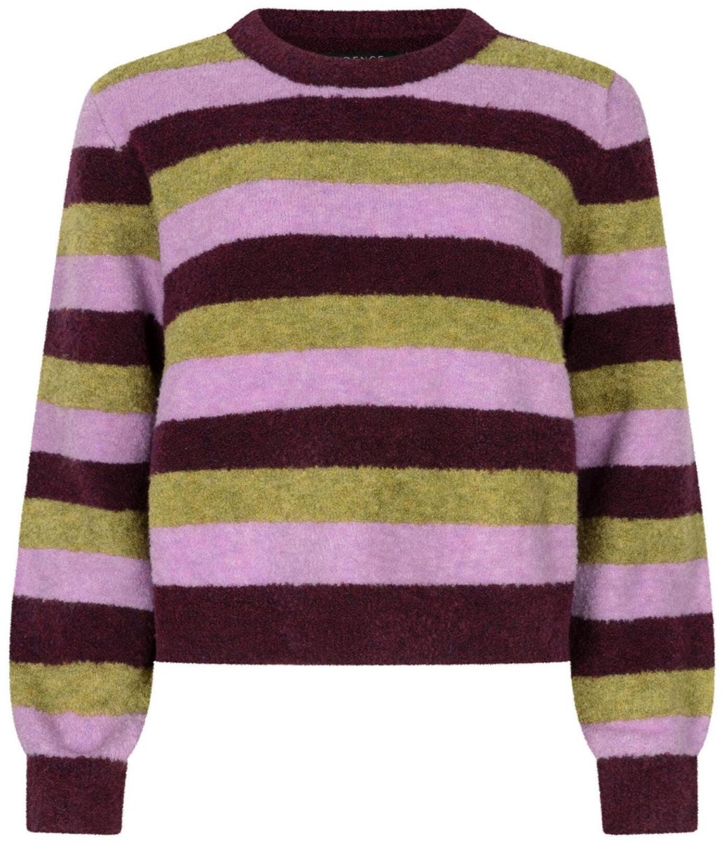 Ydence paarse dames trui   Ronde hals   Regular fit   Streep patroon   Duurzaam   Lange mouw Paars XXL