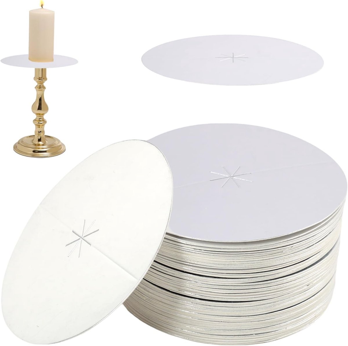 Drupbeschermers voor Kaarsen, Papieren Drupbescherming, Ideaal voor Feesten, Ceremonies en Thuisgebruik, 8 cm, Verpakking van 100 Stuks, Kaarsaccessoires en Waxdruppels