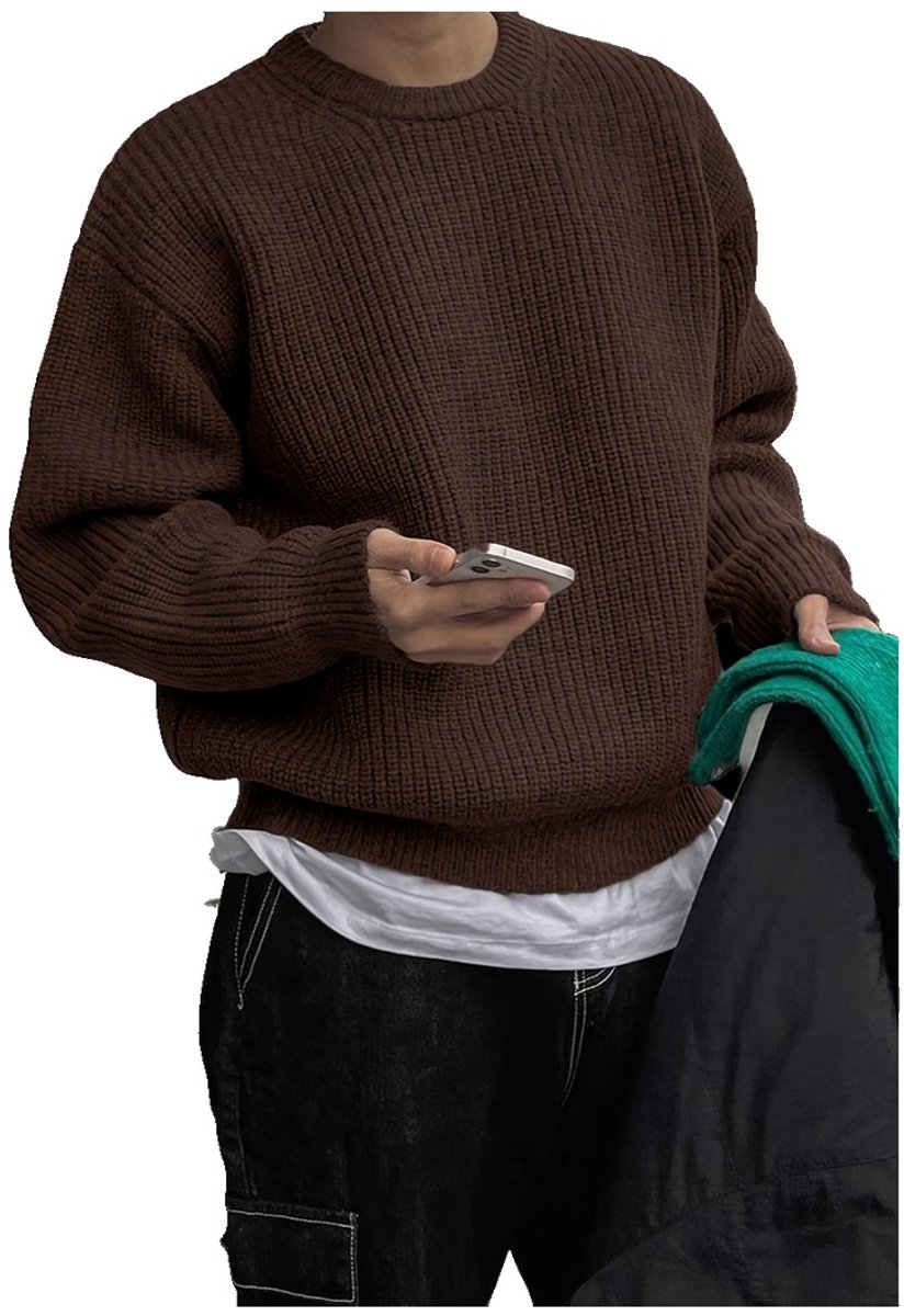 Currero Sweater Heren Sweaters Sweatshirt Hoodie Warme Trui Pullover Jumper Crewneck Vest Donkerbruin