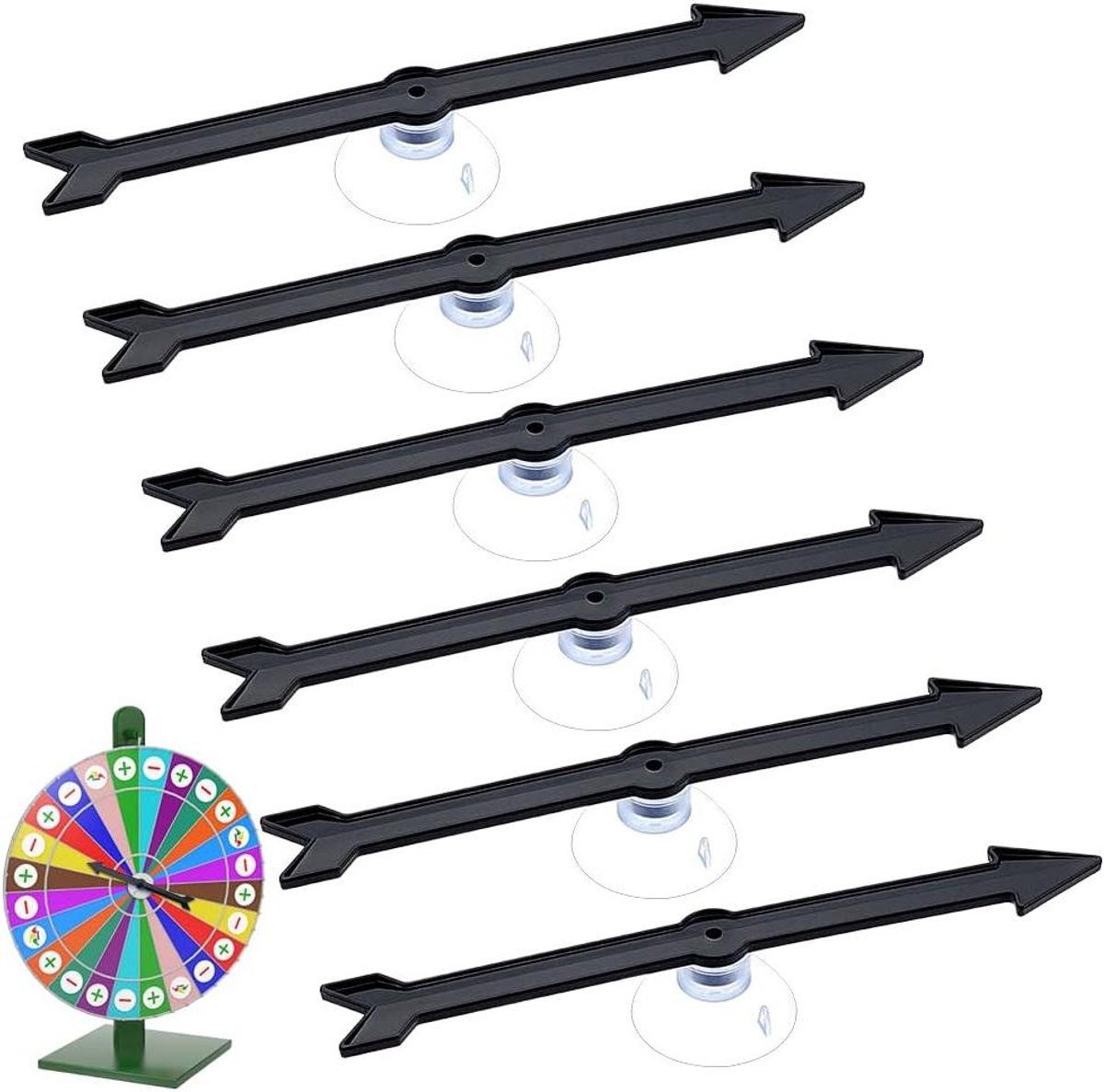 Pijl Spinners - Beslissingshulp - Spel Activiteiten - Duurzaam Plastic - 6 Stuks - Zwart