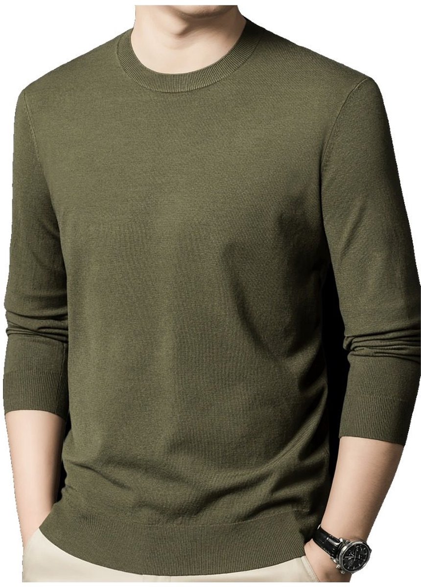 Currero Sweater Heren Sweaters Sweatshirt Hoodie Warme Trui Pullover Jumper Crewneck Vest Bladgroen Grijs
