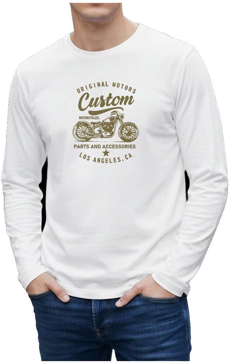 Currero Longsleeve Heren Oversized Lange Mouwen Shirt Roundneck Mannen Kleding T-Shirt Wit