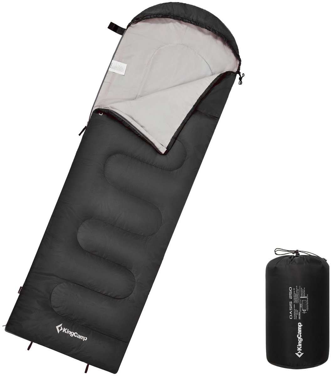 Deken-slaapzak Oasis 250 zomer - Camping Outdoor 2,2 m lang & breed -3 °C