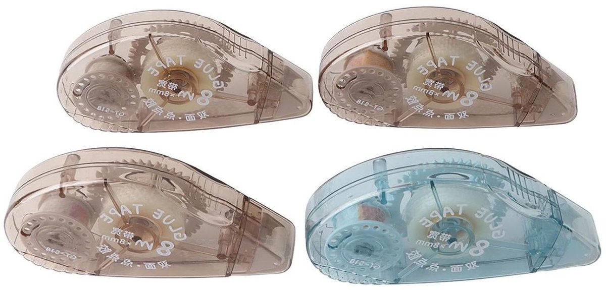 Dubbelzijdig Plakband - Tape Roller - Hobby Knutselen - Niet-markerend - 4 Stuks - Willekeurige Kleur