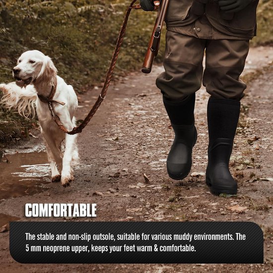 Hoge rubberen laarzen voor heren, waterdicht, warm en geïsoleerd met neopreen voor optimaal comfort