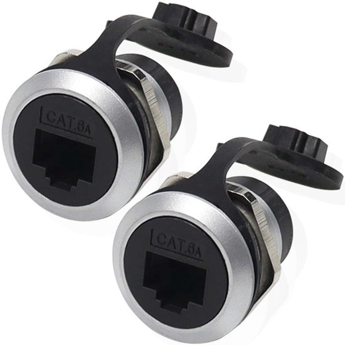 RJ45 Koppeling - Ethernet Verbinding - Netwerk Uitbreiding - Waterdichte Deksel - Paneelmontage - Zwart