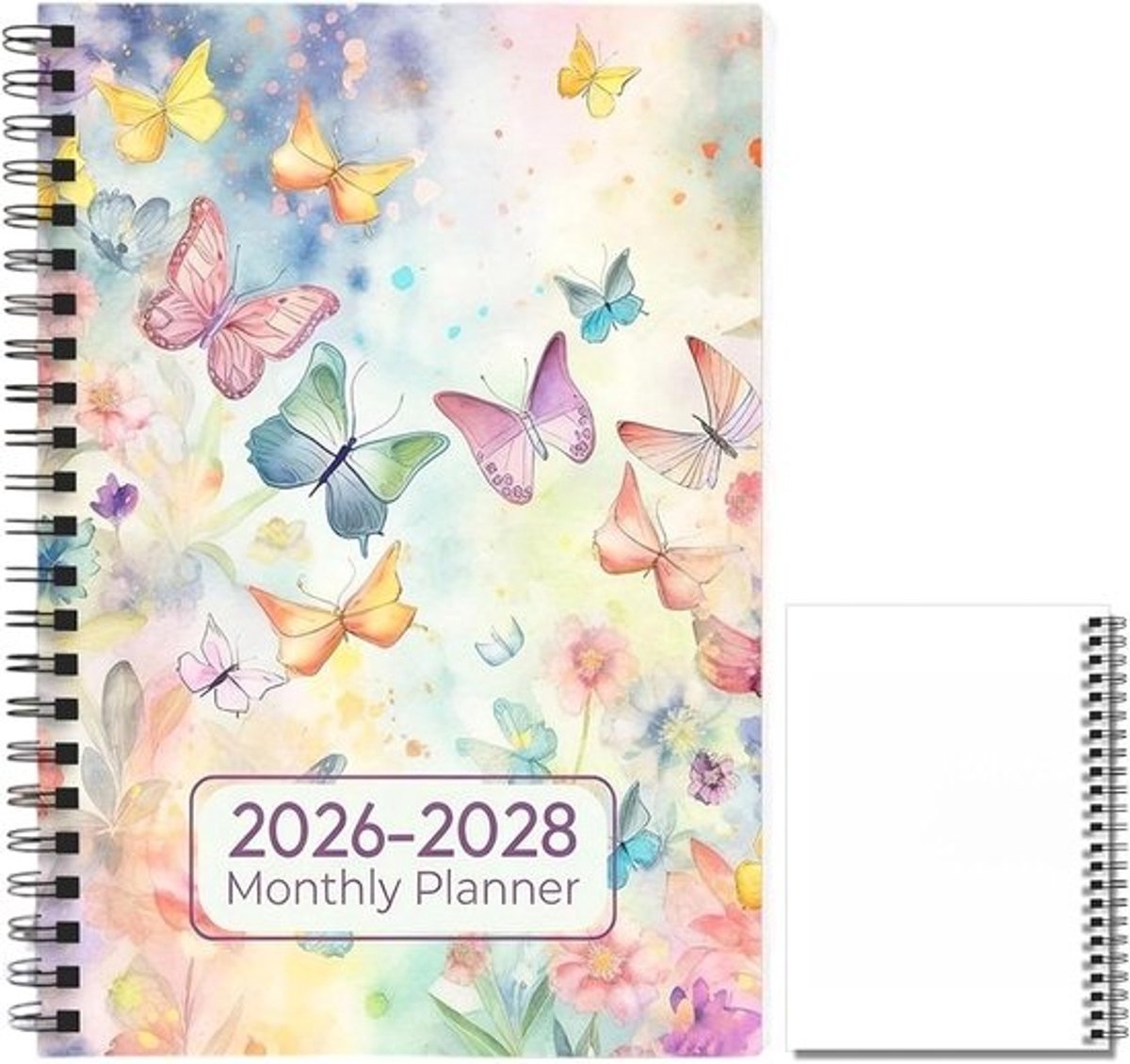 Maandplanner - Agenda Notitieboek - Langetermijnplanning - 36 Maanden Overzicht - A5 Formaat - Aquarel Vlinder
