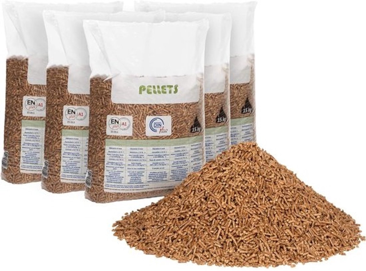 Houtpellets - Biomassa Korrels - Dierenverblijf Vulling - ENplus A1 Gecertificeerd - 15 kg zakken