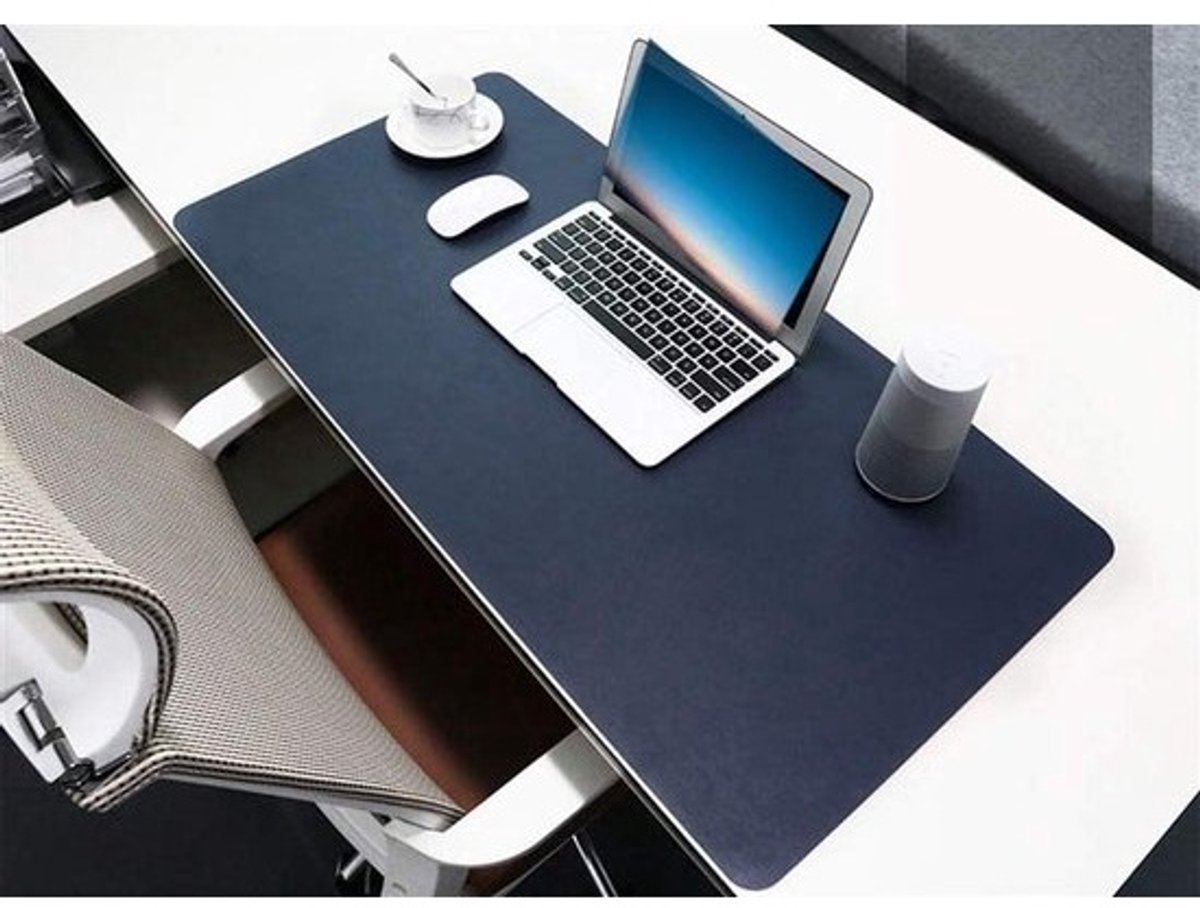 Bureauonderlegger PU Leer - Bureau mat Schrijfmat - Bureau Organiseren - Dubbelzijdig Antislip - 50x45cm - Donkerblauw