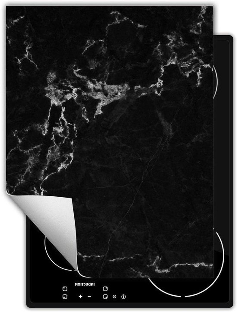 Afdekplaat fornuis - Werkbladbeschermer Kookplaat - Keukenwerkblad Creëren - Antislip Vinyl Materiaal - 40x52 cm - Marmer zwart
