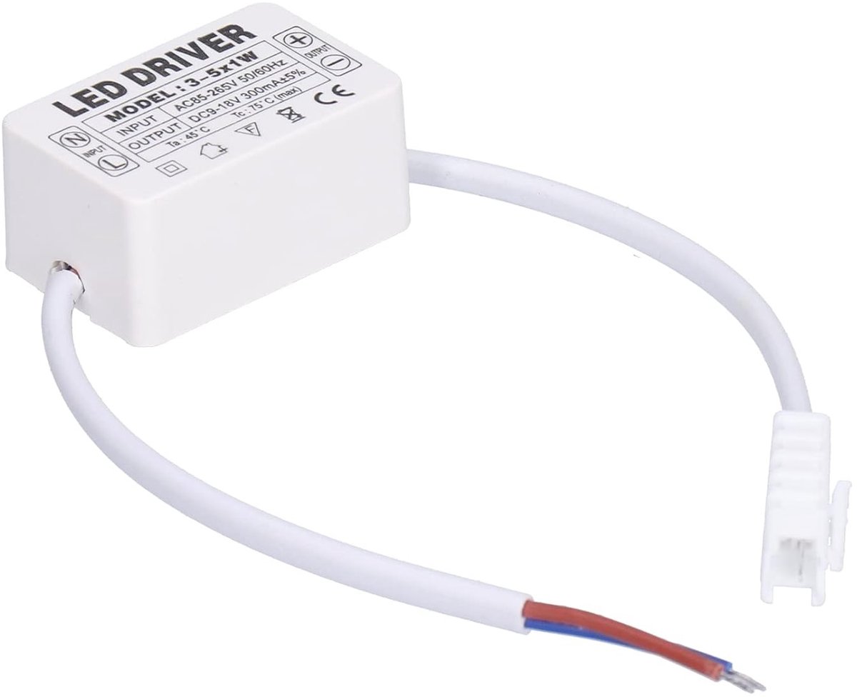 LED Driver 300MA 9-18VDC voor Eenvoudige Installatie en Goede Warmteafvoer voor DIY Verlichting met Premium Kabel en 3-5 1W Lampen