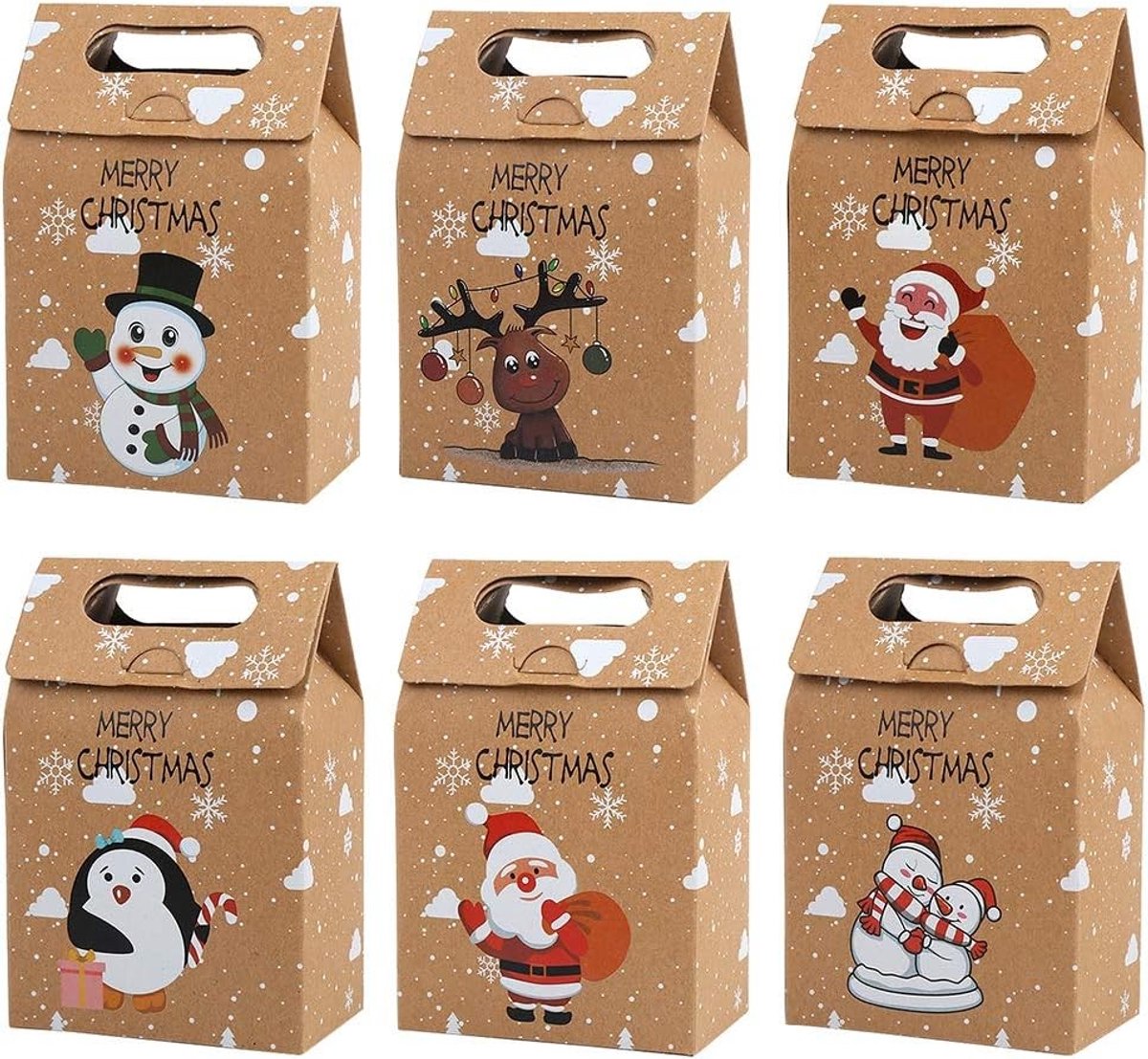 Kraft Papieren Kerstcadeauzakken, 24 Stuks Voor Feestelijke Verpakkingen en Kerstdecoratie