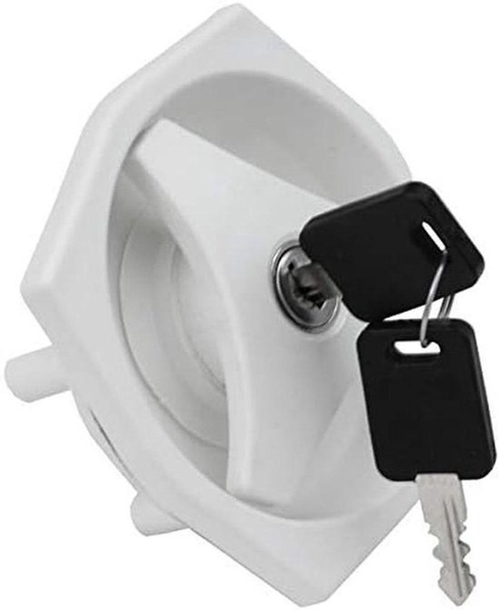 Deurslot Caravan - Deurgrendel Buitendeur - Veilig Afsluiten - Met Slotcilinder - 31-44 mm Dikte - Wit
