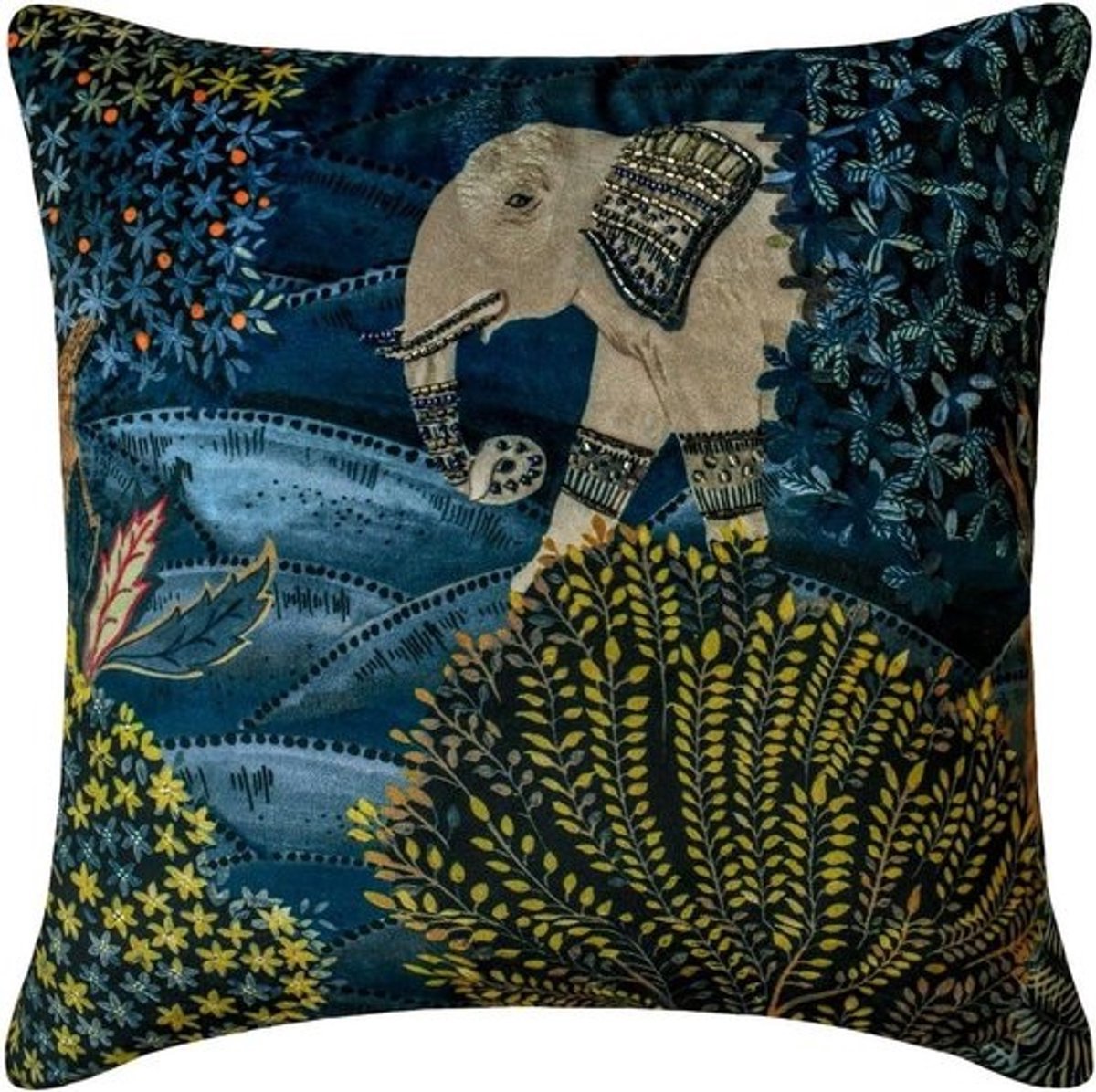 Decoratieve Kussenslopen - Kussenhoezen Sierkussens - Woninginrichting - Handgemaakt met kralen - 60x60 cm - Blauw
