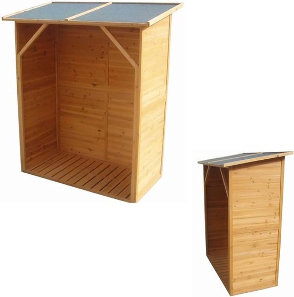 Groot Houtrek met Achterwand voor Buitenopslag Brandhout - Houten Standaard 160x134x75 cm