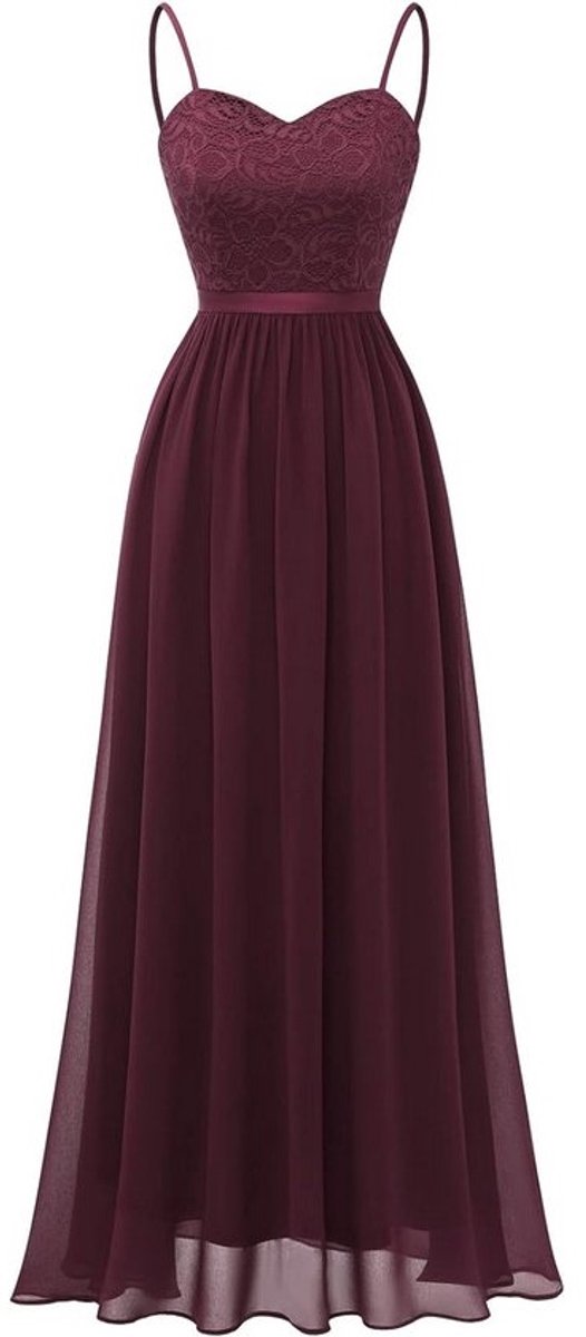 Lange Elegante Avondjurk Dames met Kant en Verstelbare Bandjes voor Bruiloft en Bal