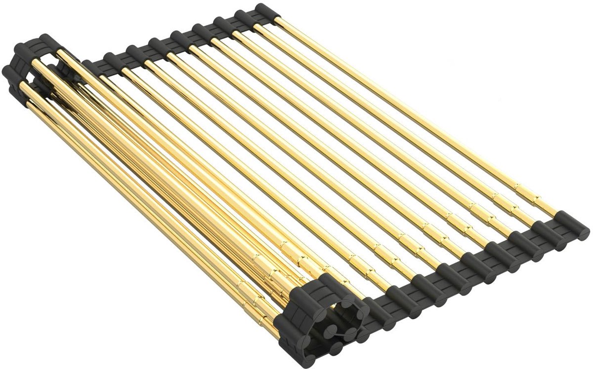 Oprolbaar Afdruiprek - Telescopisch - Antislip Siliconen RVS - 18 Staven - Voor Boven de Spoelbak - 33 x 29-54 cm