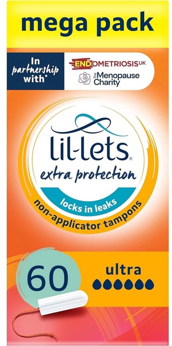 Lil-Lets SmartFit tampons zonder applicator, Ultra, 60 stuks voor een extreem zware stroom