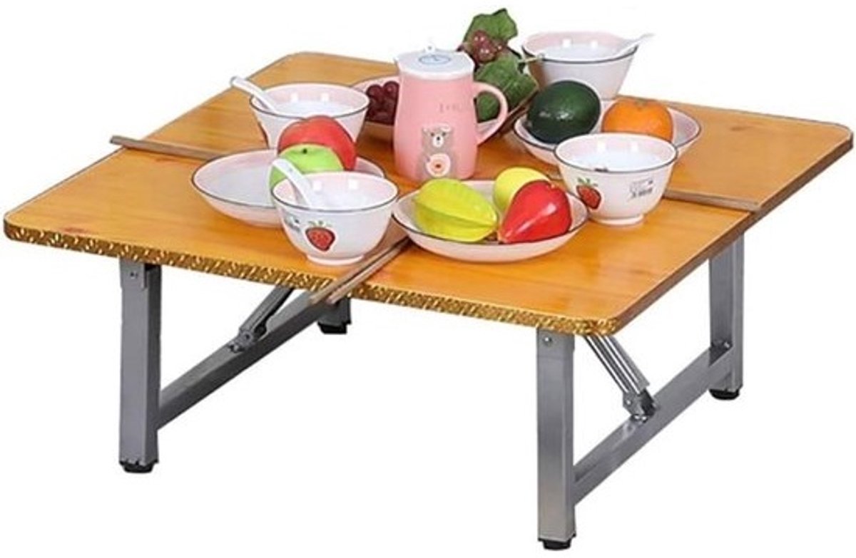 Opvouwbare vierkante tafel 75x75x30 cm - lage salontafel of bijzettafel - stalen frame - 3 kleuren verkrijgbaar