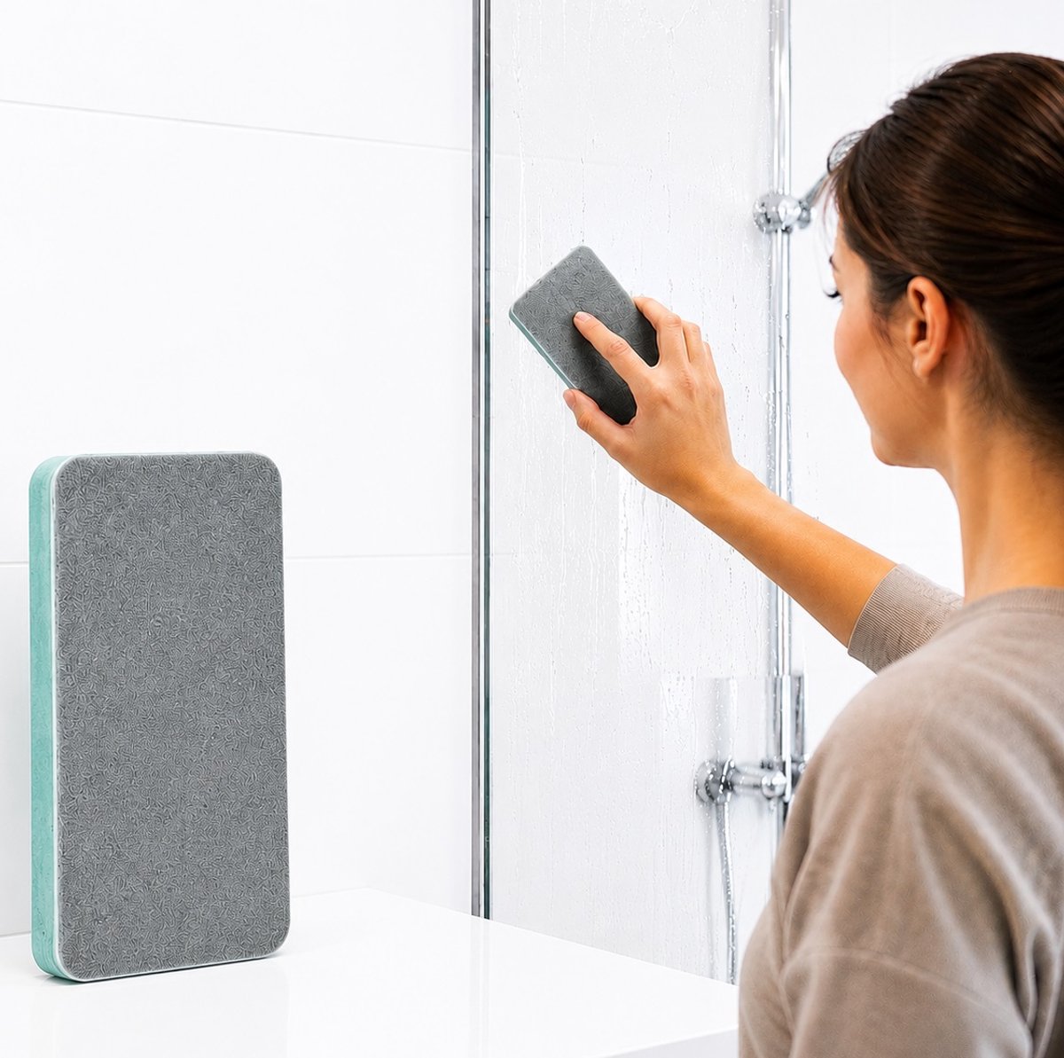 Kalkverwijderaar Spons Set – 3 Stuks – Glasreiniger voor Douchewand, Spiegel, Ramen & Tegels – Reinigingsspons tegen Kalkaanslag en Watervlekken – EVA – Groen