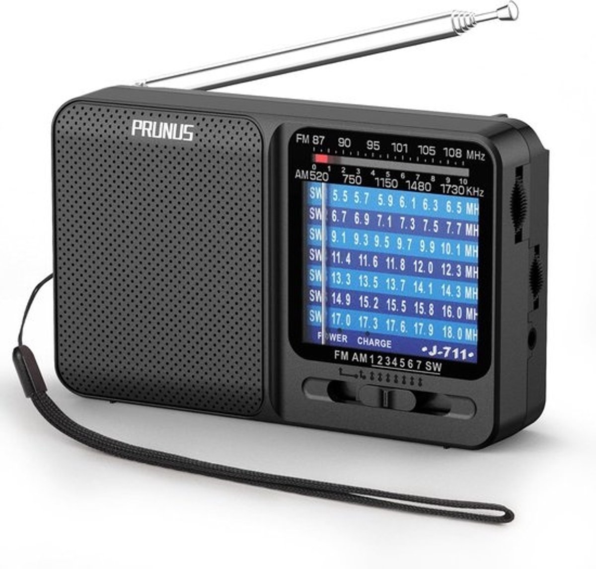 Draagbare Radio - Zakradio Wereldontvanger - Muziek Nieuws - Oplaadbaar Accu USB-C - 7x3x12 cm - Rood