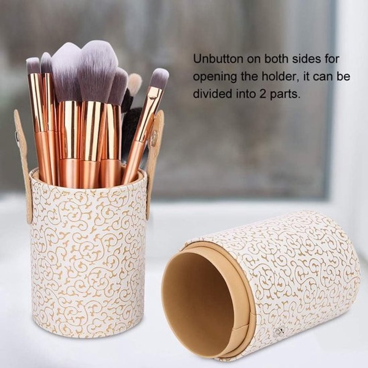 Make-up Borstels Houder - Cosmetica Container - Reizen Organiseren - Draagbaar Ontwerp - 21 cm - Abrikoos